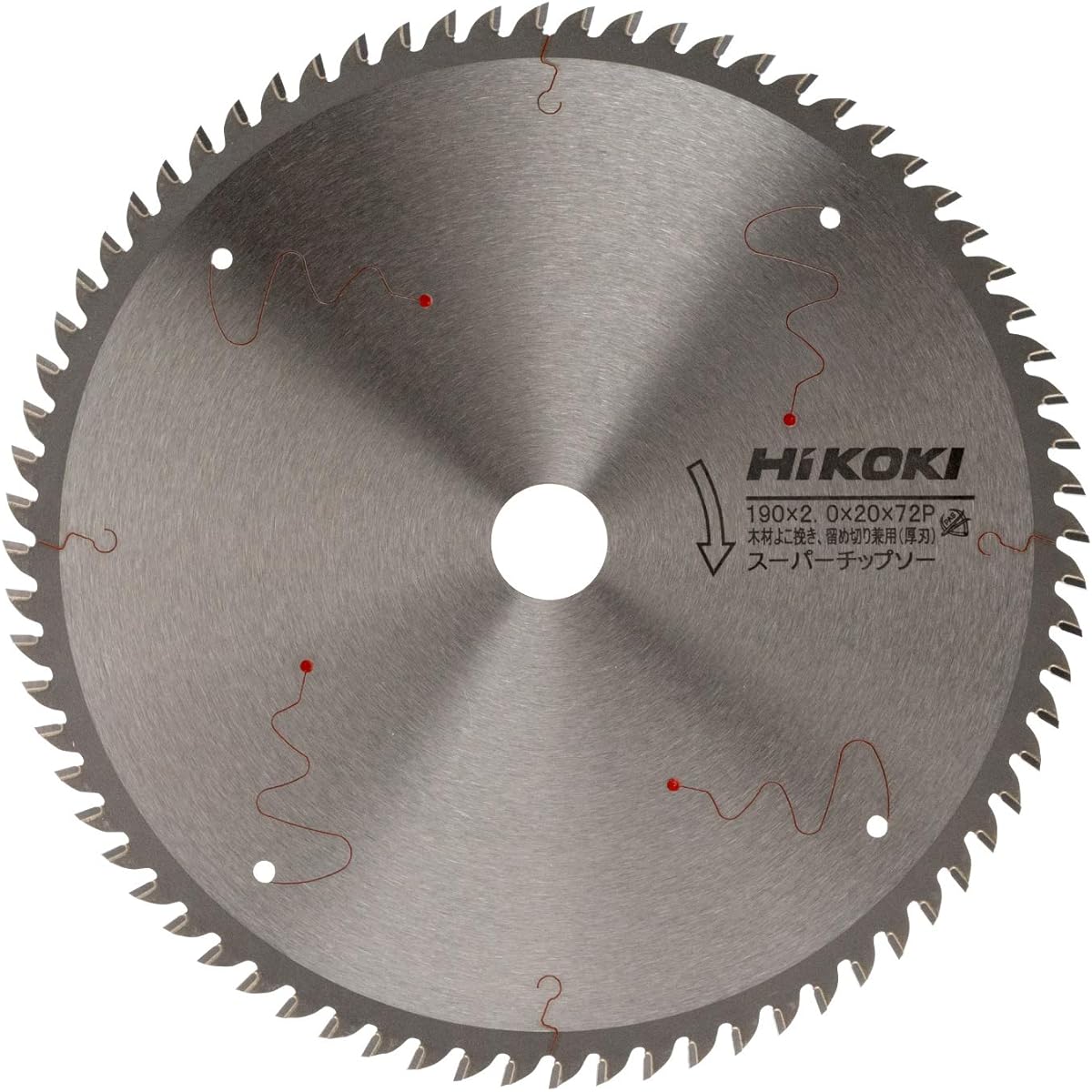 HiKOKI Super Chip Saw Blade Diameter 190mm x Hole Diameter 20mm Low Noise Low Vibration 72 Blades for Circular Saws 0032-2040