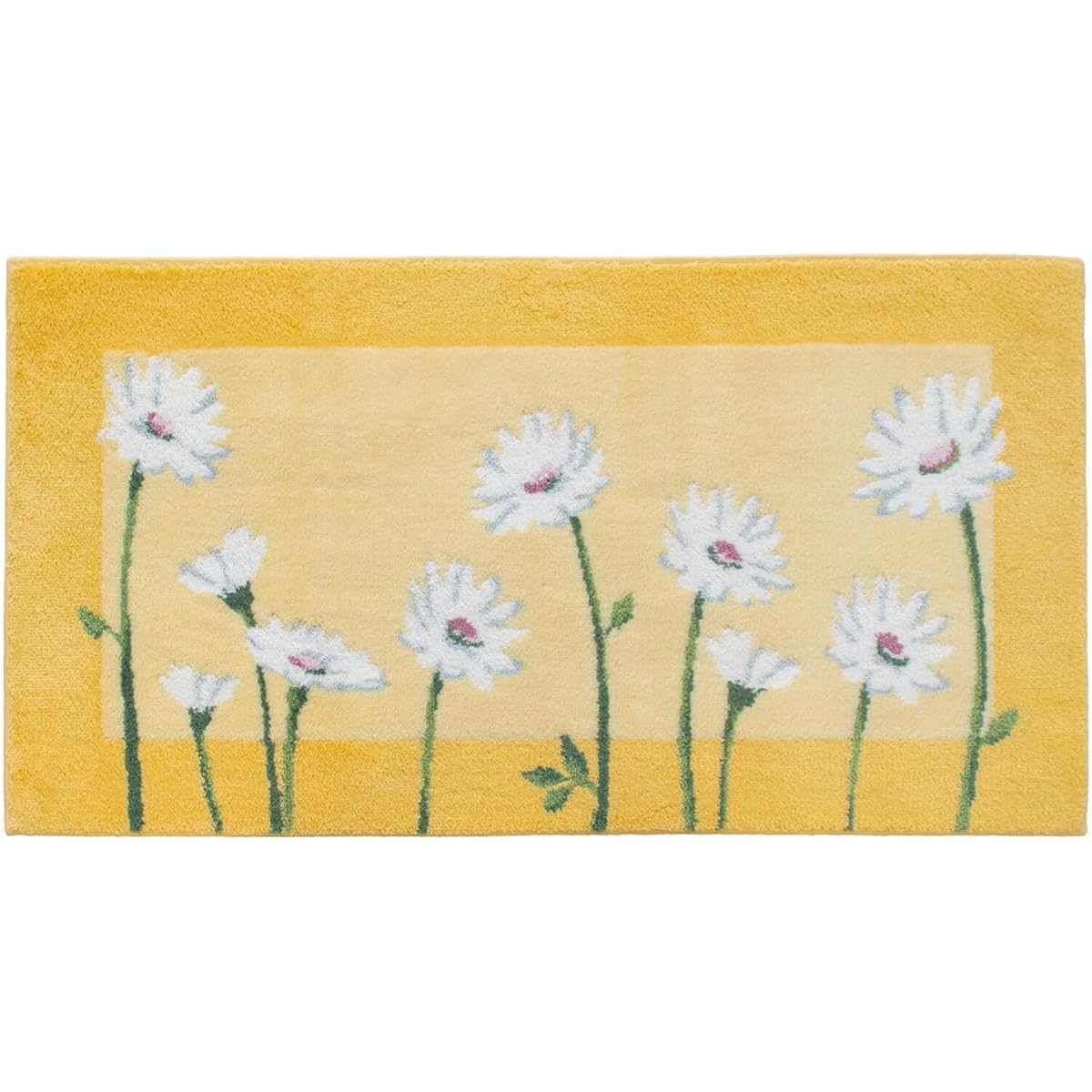 Oka Corner Adsorption Entrance Mat Innocent Daisy Approx. 60cm x 110cm Yellow