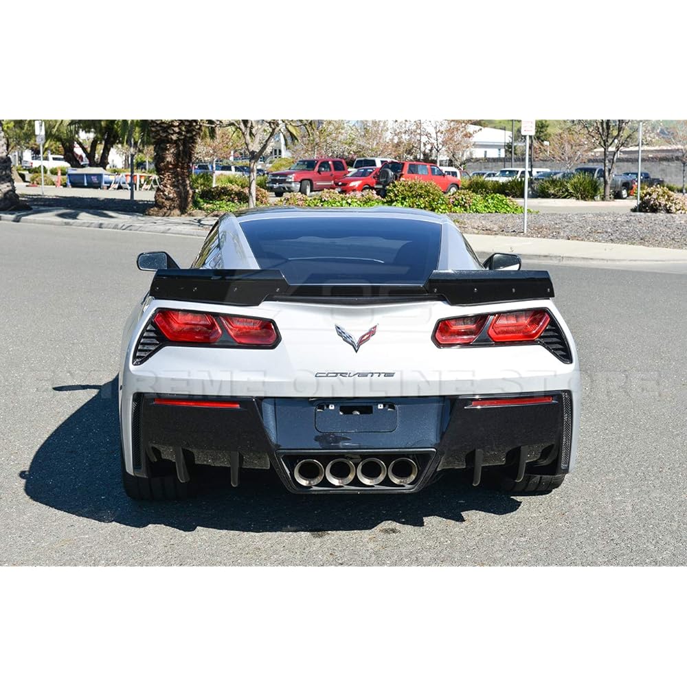 Replacement 2014-2019 Chevrolet Corvette C7 | Z06 Truck Style ABS Plastic Painting Carbon Flash Metallic Rear Bumper Lower Diffusor Finper 2 sets