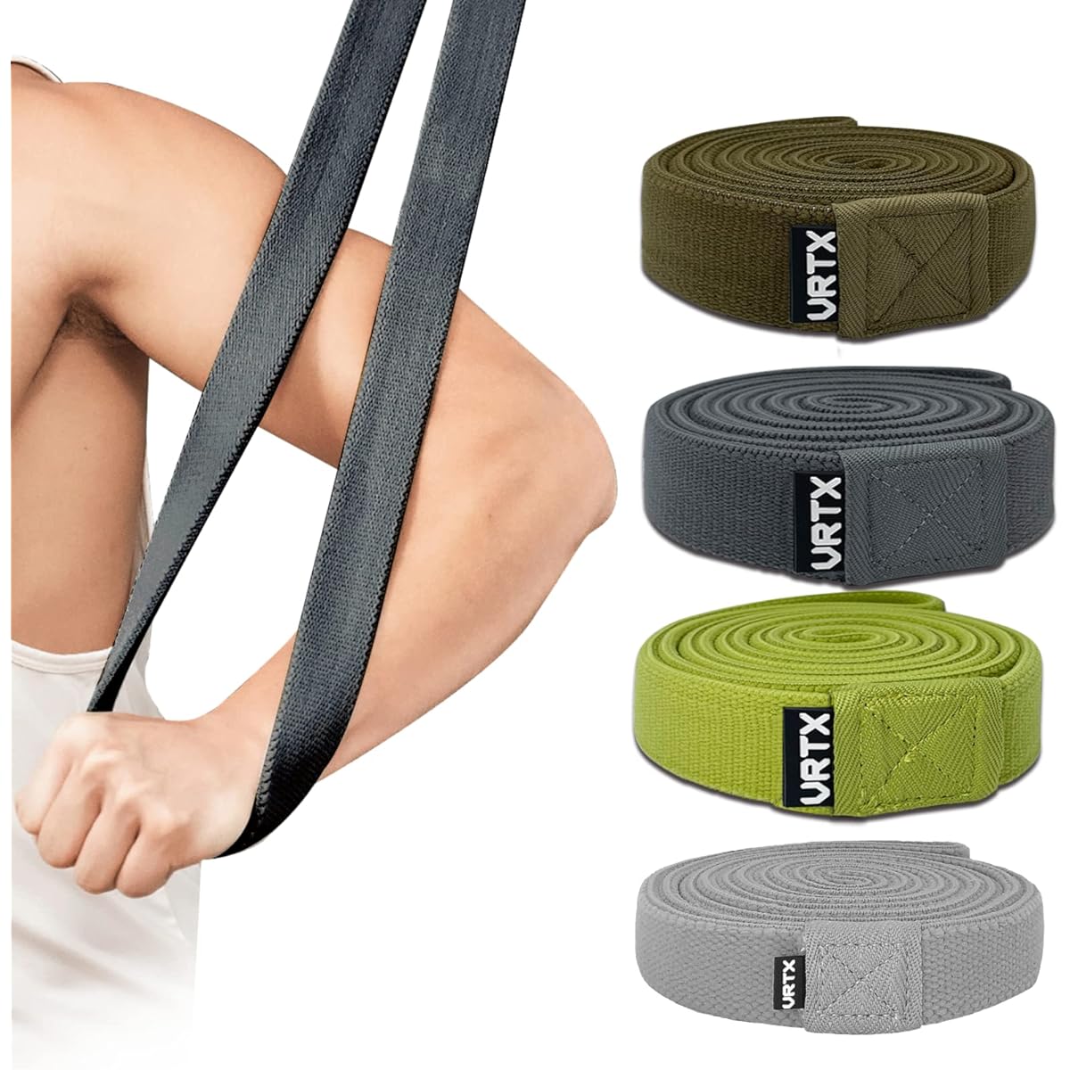 VRTX Mesh Resistance Band Set - Stretchy and weighted exercise bands with durable and comfortable interior weave technology for full body training, physical therapy, yoga, and more