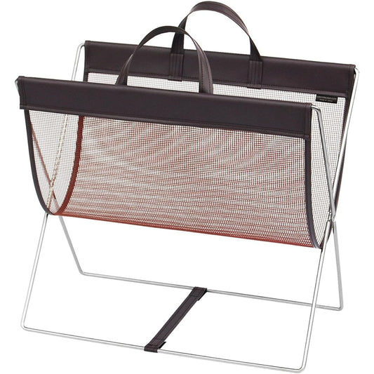 Saki Luggage Holder Self Wagon Mesh x Leather Tone PVC Brown R-358