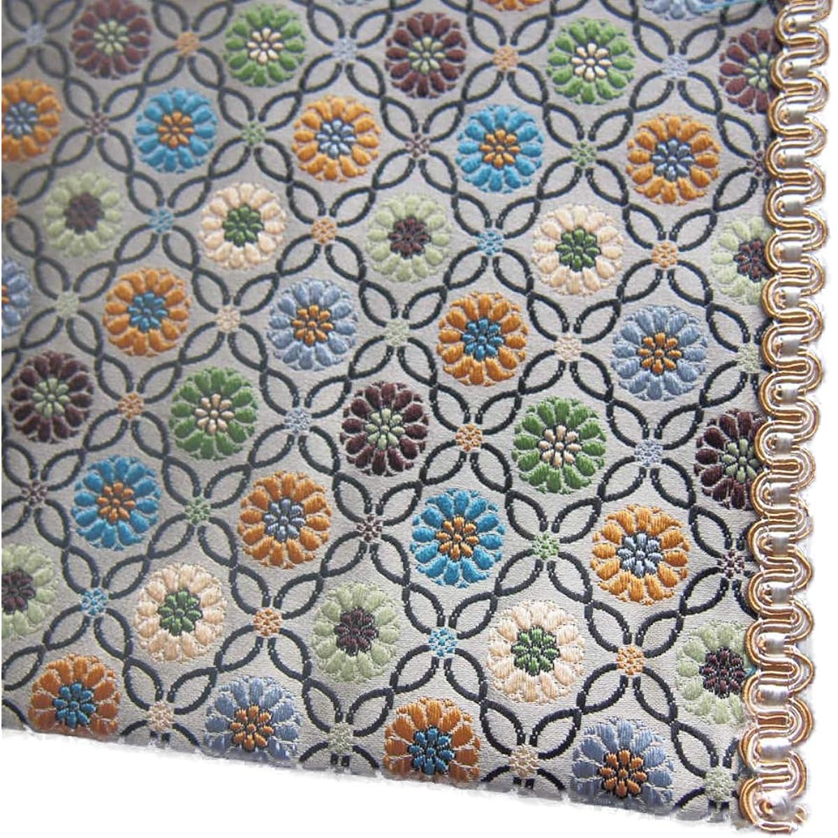 Sutra Desk Mat, Fireproof, Flame Retardant, Buddhist Altar Mat, Pawn, Sutra Desk Hanging, Flower Chain (No. 22: Chukyo Type (35.2 x 54cm), Brown)