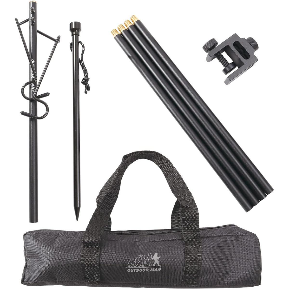 OUTDOOR MAN LANTERN STAND KOGR-005B │5 levels Height adjustable Load 1kg (2kg on both sides) Lantern stand Table stand High strength aluminum Compact Lightweight peg stand Drive-in type W hook