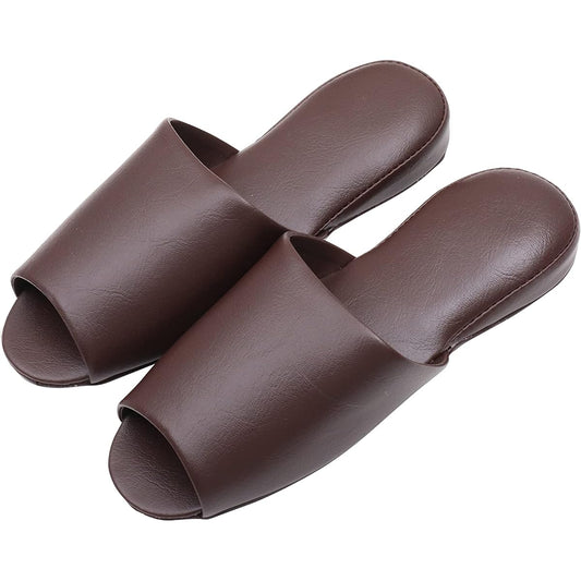 [TOKYO SLIPPER] Front-opening antibacterial leather-like vinyl slippers [Set of 5 pairs] [Antibacterial, breathable, wipeable with water] Thick sole, non-slip, unisex, guest slippers, recommended for business use and for guests.