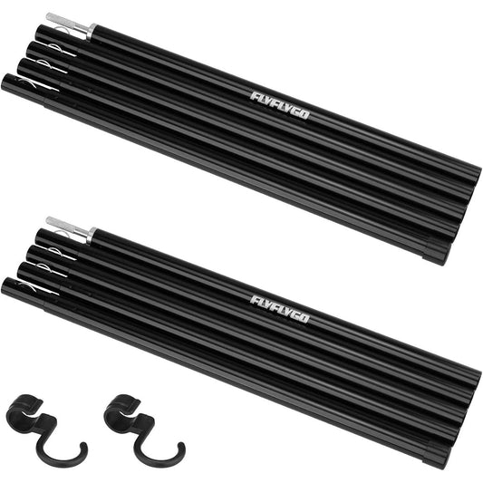 FLYFLYGO Aluminum Tent Pole Tarp Pole Set of 2 19mm Diameter Split Type Duralumin Solo Camping Sub Pole Touring Compact Storage Case Included