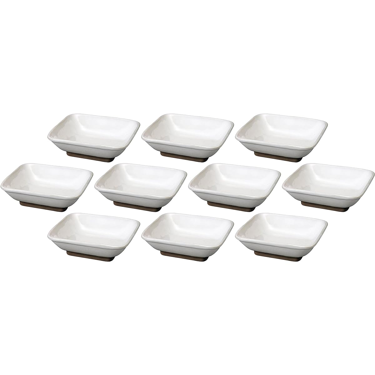 Set of 10 Momoyama Shino Square large bowl (Sashimi bowl) [15.8 x 5cm] [Square bowl]
