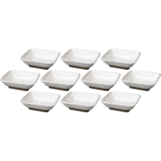 Set of 10 Momoyama Shino Square large bowl (Sashimi bowl) [15.8 x 5cm] [Square bowl]