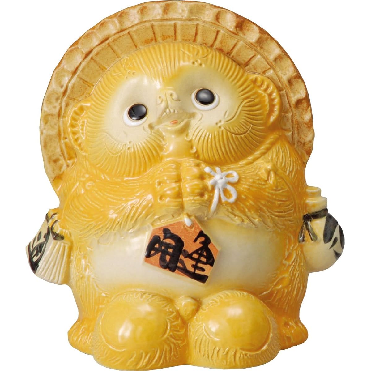 Shigaraki ware figurine Feng Shui request raccoon (yellow) Width 21x Depth 15.5x Height 22.5cm 559-01