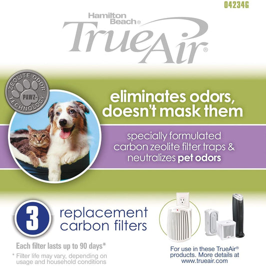 Hamilton Beach Trueair Replacement Air Filters 3-Pack For Pet Odor - White
