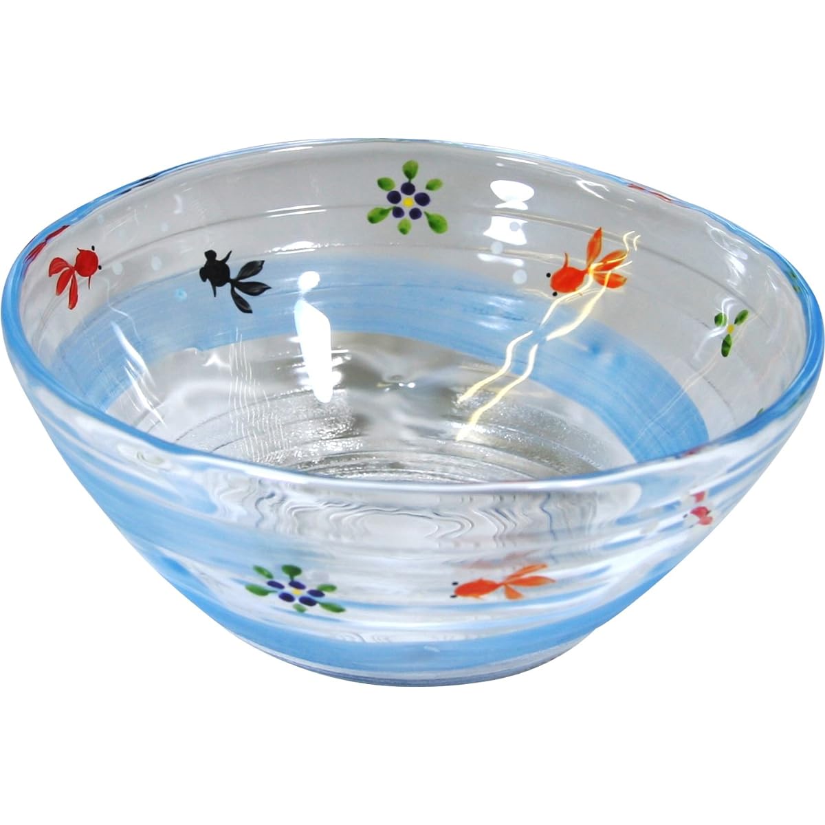 Kyoto colored glass Wakaba 6-inch bowl (in presentation box) Goldfish