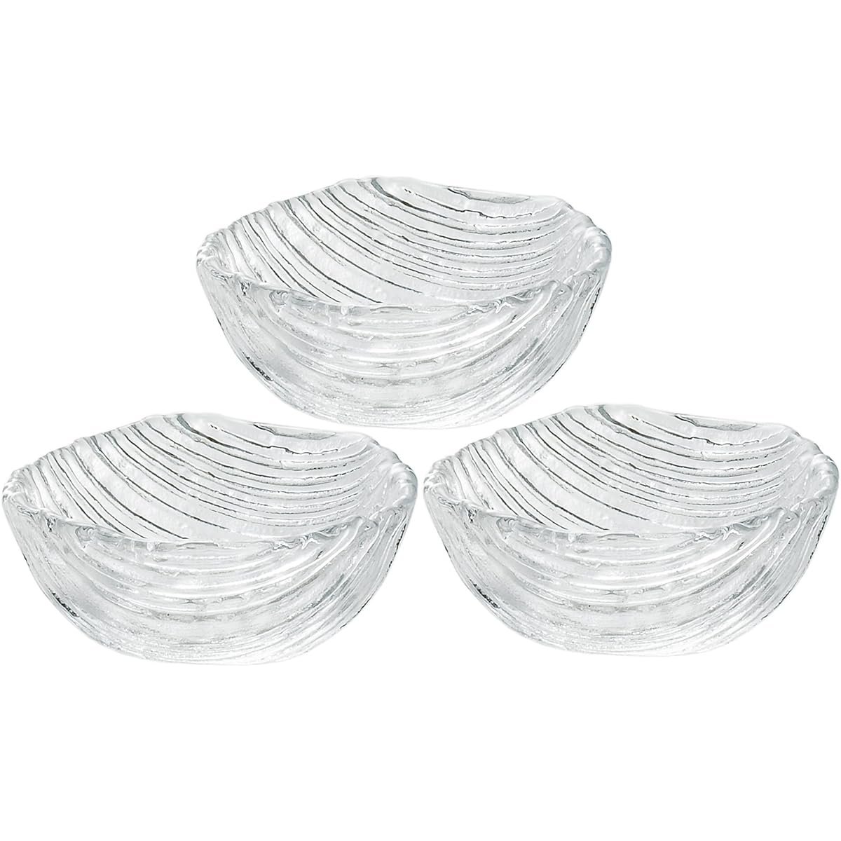 Adelia Small Bowl, Clear, Maximum 15 x Height 6cm, Flowing Washing Bowl, Set of 3, Made in Japan F-70351