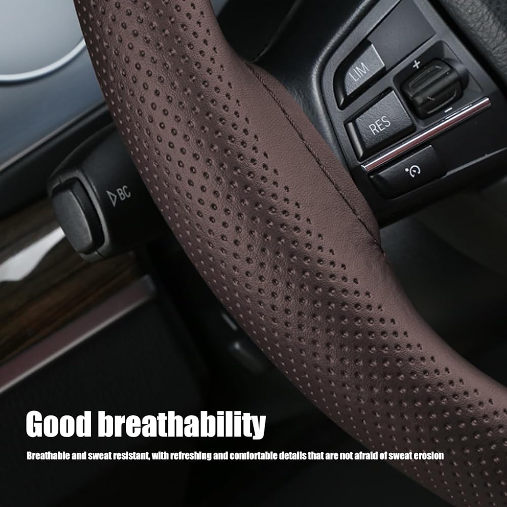 Dewkou Handle cover Leather sewing waterproof handle cover 14.9 inch car/truck/SUV (coffee#1101)