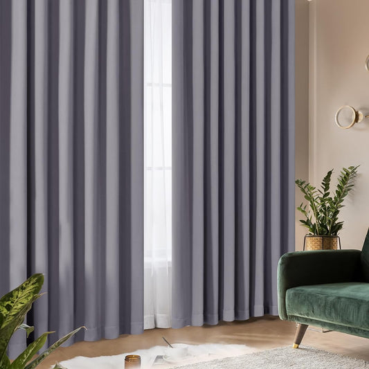 Deconovo 1st Grade Blackout Curtains, Width 100 x Length 230cm (2 Curtains, 2 Lace) Khaki, 4 Pieces, Drape Curtains, Stylish, UV Protection, Insulation, Power Saving Measures, Day/Night Blindfold