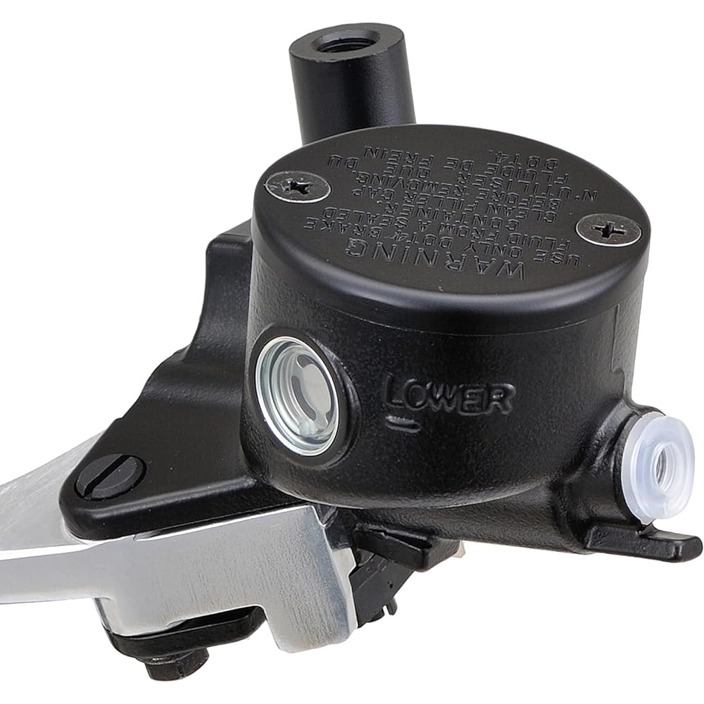 Daytona NISSIN Motorcycle Retro Brake Master Cylinder Horizontal 14mm Black Body/Buff Clear Lever Round Integrated Tank 74753