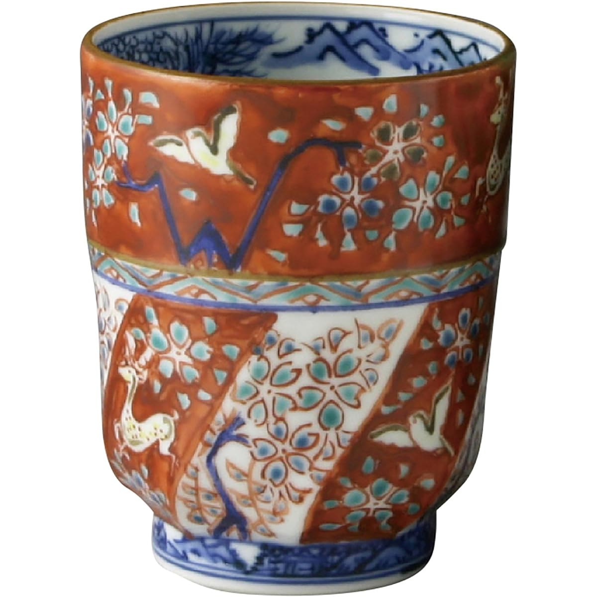 Kyoto ware, Kiyomizu ware, teacup, small, Shosoin (red), Hozan kiln, 60th birthday gift, Respect for the Aged Day, UKS484-02