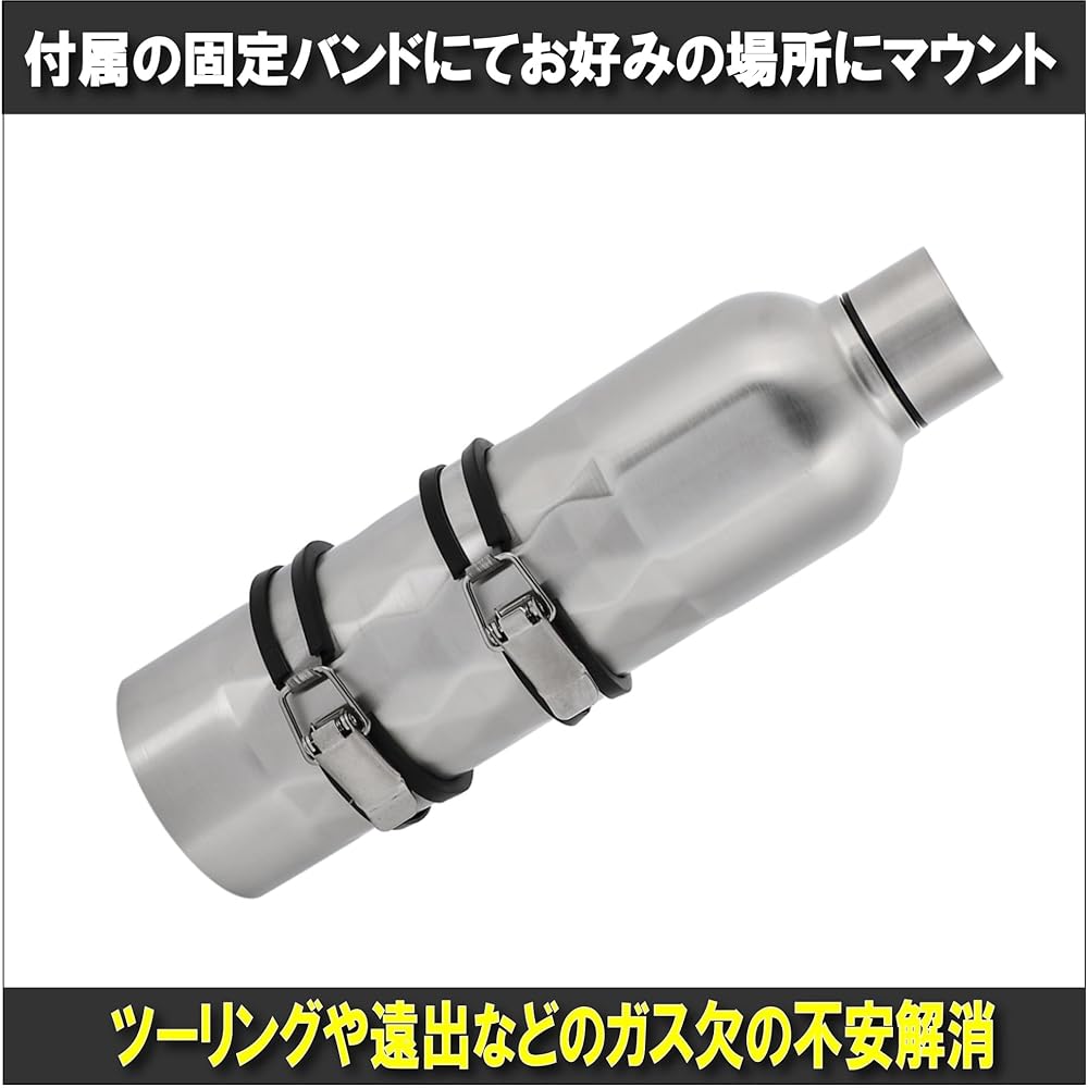 Motorcycle Emergency Tank Stainless Steel Carrying Can Spare/Reserve Tank 1.0L/1.5L Selectable External Gas Tank Fixed Band Included Touring Harley Chopper American Sportster etc. General Purpose Custom Product (1.5L/Scale Type)