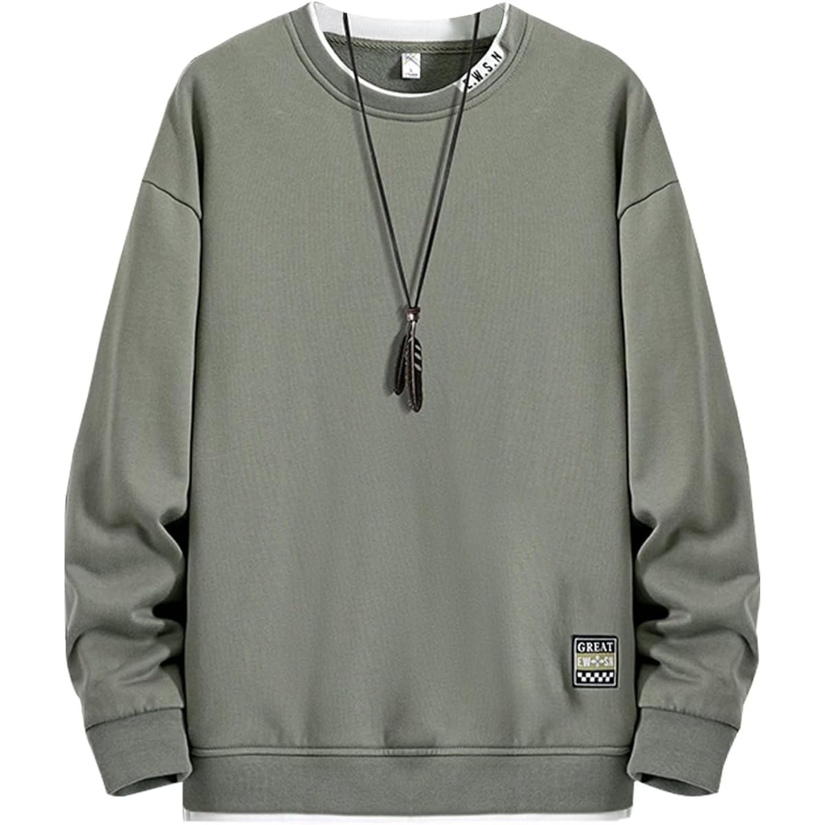 [Bligo] Autumn Sweatshirt, Men's, Large Size, L-8XL, Pullover, Long Sleeve, Round Collar, Layered, Casual, Plain, Big Silhouette, Layered Style, Stylish, Loose, Drop, Long T-shirt, Casual, Popular, Spring, Winter Clothes
