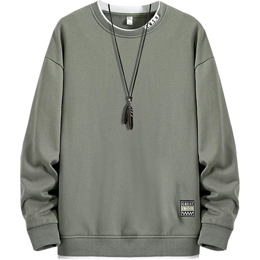 [Bligo] Autumn Sweatshirt, Men's, Large Size, L-8XL, Pullover, Long Sleeve, Round Collar, Layered, Casual, Plain, Big Silhouette, Layered Style, Stylish, Loose, Drop, Long T-shirt, Casual, Popular, Spring, Winter Clothes