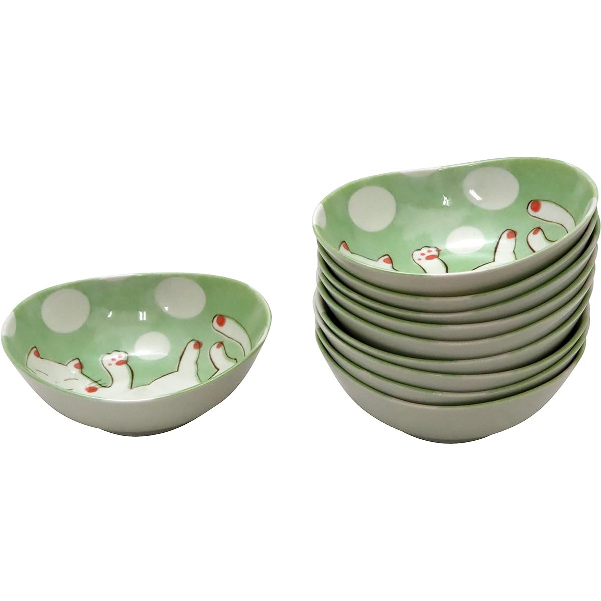 New [Commercial Set] I Love Cats (Cat Plate) Neko-Maruke Goronyan Oval 4.0 Bowl 10 pieces
