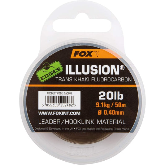 FOX Leader Ediz Illusion Leader Fluorocarbon 50m 20lb (9.1kg) Trans Khaki