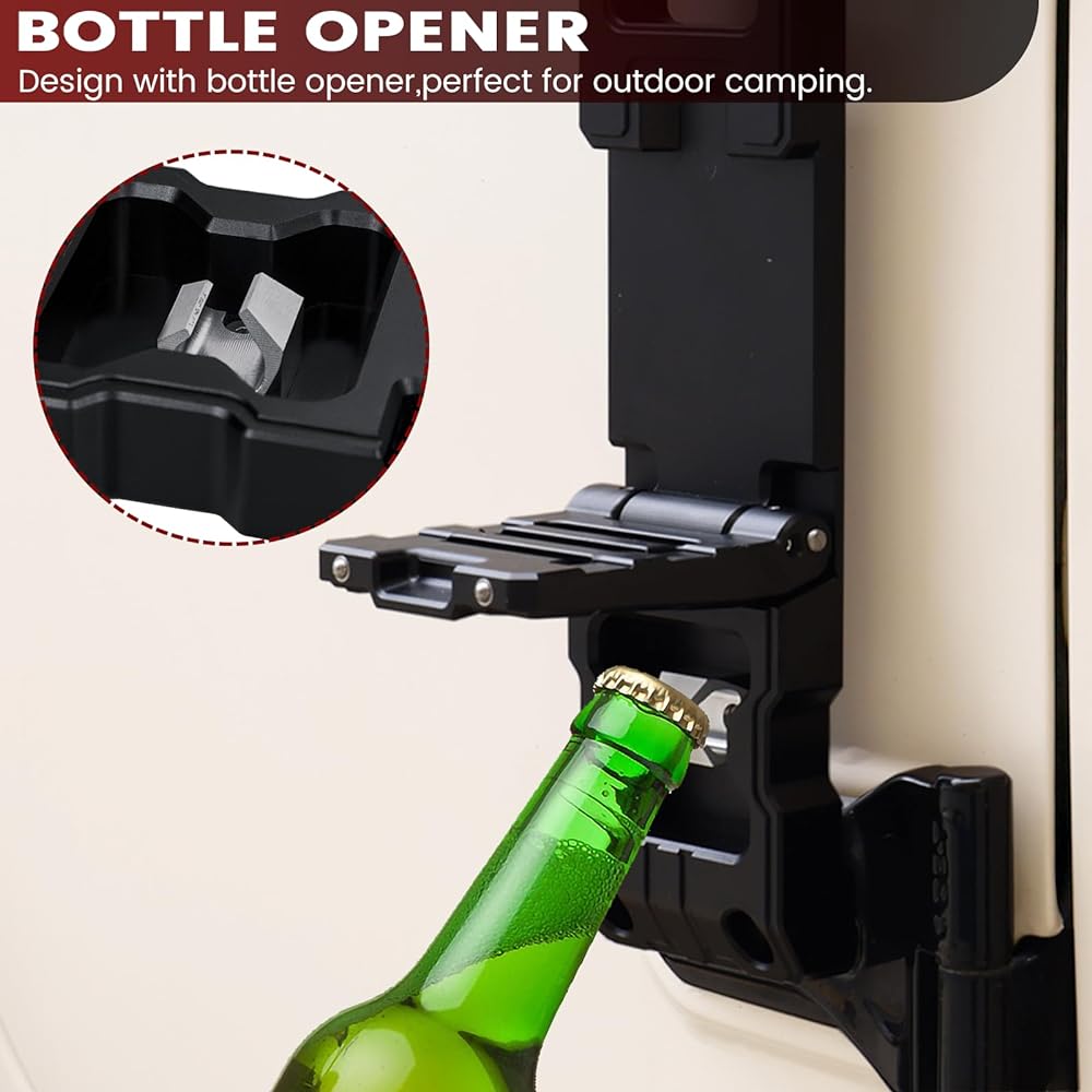 KANGIKX Door Hind Foot Step JEEP WRANGLER 2007-2023 JK JK JL JLU & GLADIATOR JT Aluminum Allenting Folding Foot Pedal Roof Top Access 1 Black 1 piece (2021 Gladiator is not suitable)