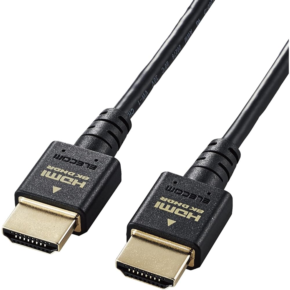 ELECOM HDMI 2.1 Cable Slim Ultra High Speed 2m [Ultra High Speed HDMI Cable Certified Product] 8K (60Hz) 4K (120Hz) 48Gbps Ultra High Speed [PS5 / PS4 Nintendo Switch Compatible] 7680 x 4320 eARC VRR Black DH-HD21ES20BK