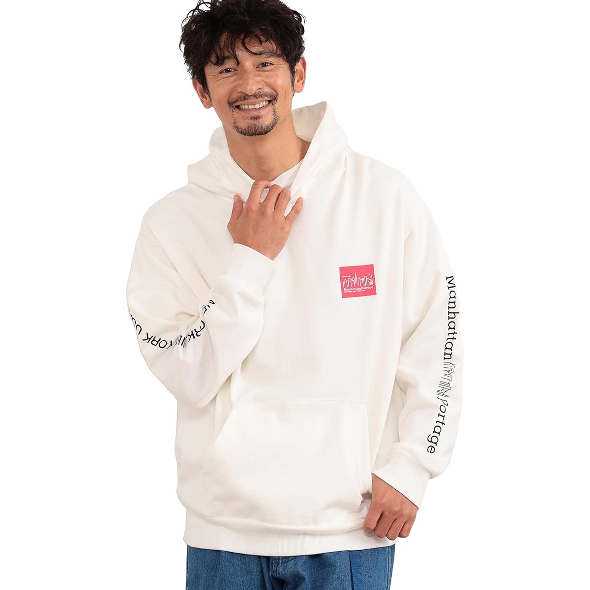 [Beaming Life Store by Beams] Sweatshirt Manhattan Portage Sleeve Logo Print Pullover Hoodie Men's