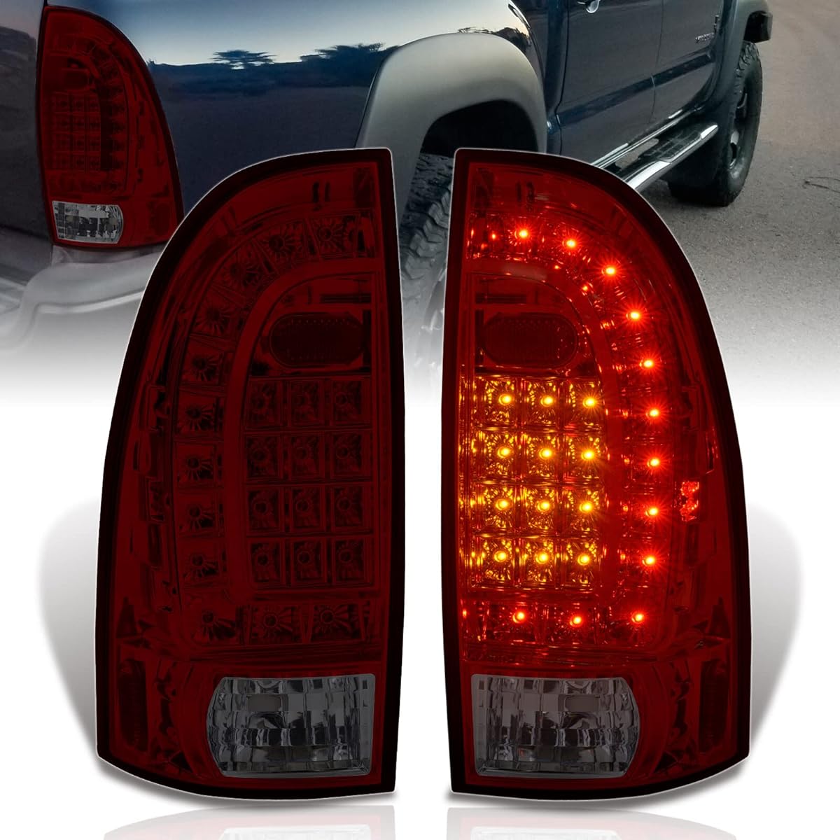 AJP Distributor Toyota Takoma Rear LED Tail Light Lamp Lamp Replacement Upgrade 2005 2006 2006 2008 2012 2012 2012 2014 2015 05 06 07 10 13 14 15 (Red Smoke)