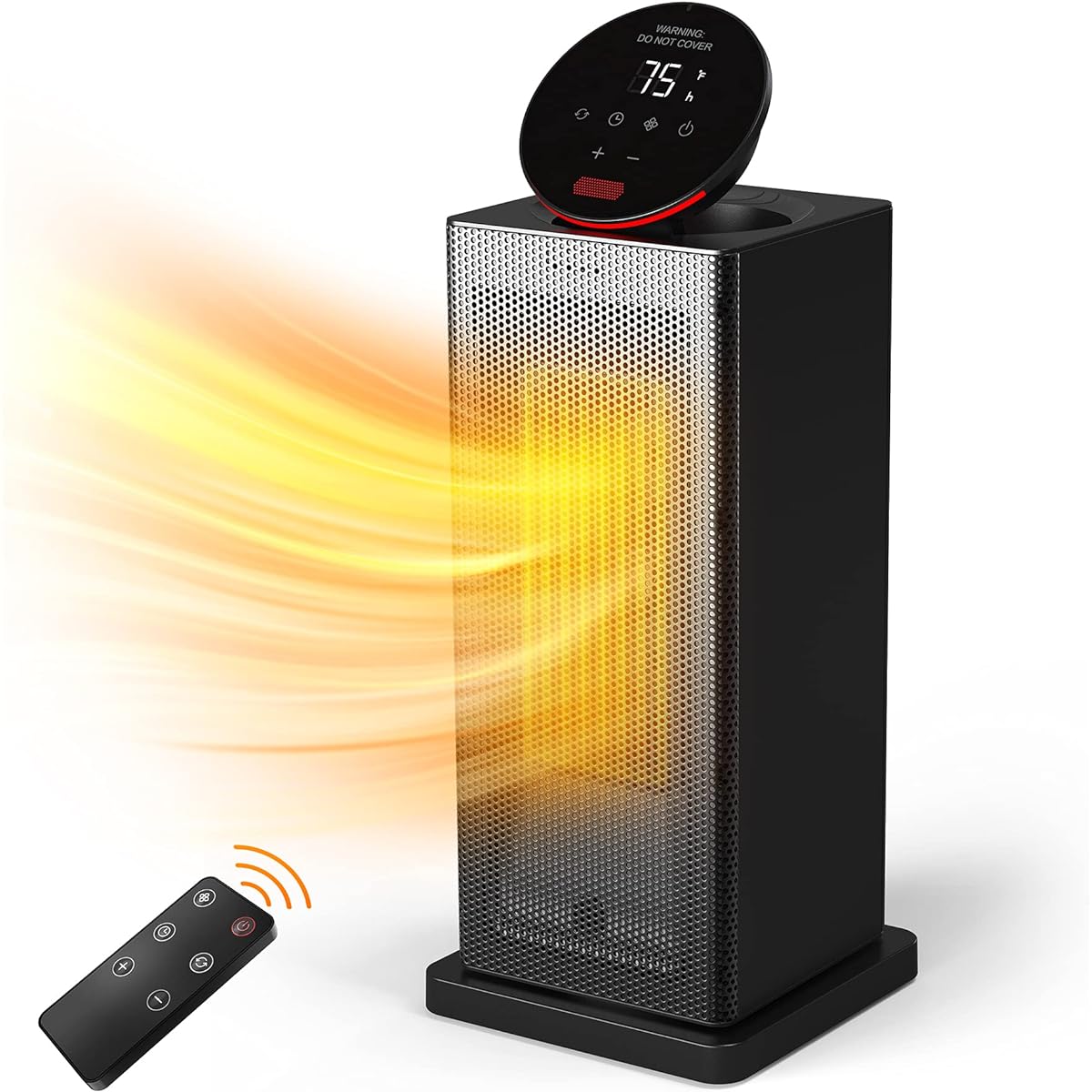 [2023 Winter New Model] 1200W Ceramic Heater, Electric Fan Heater, Energy Saving Electric Heater, 3-Stage Switching, Warm Air Heater, 90° Oscillation, 24H Timer, Remote Control Included, Automatic Turn Off, Overheat Protection, Memory Function, Suitable