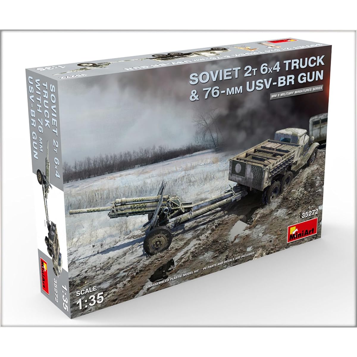 Miniart 1/35 Soviet 2T6x4 truck & 76mm USV-BR gun plastic model MA35272