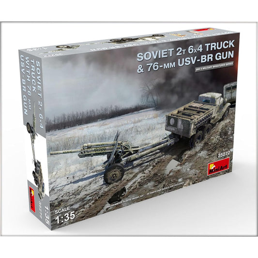 Miniart 1/35 Soviet 2T6x4 truck & 76mm USV-BR gun plastic model MA35272