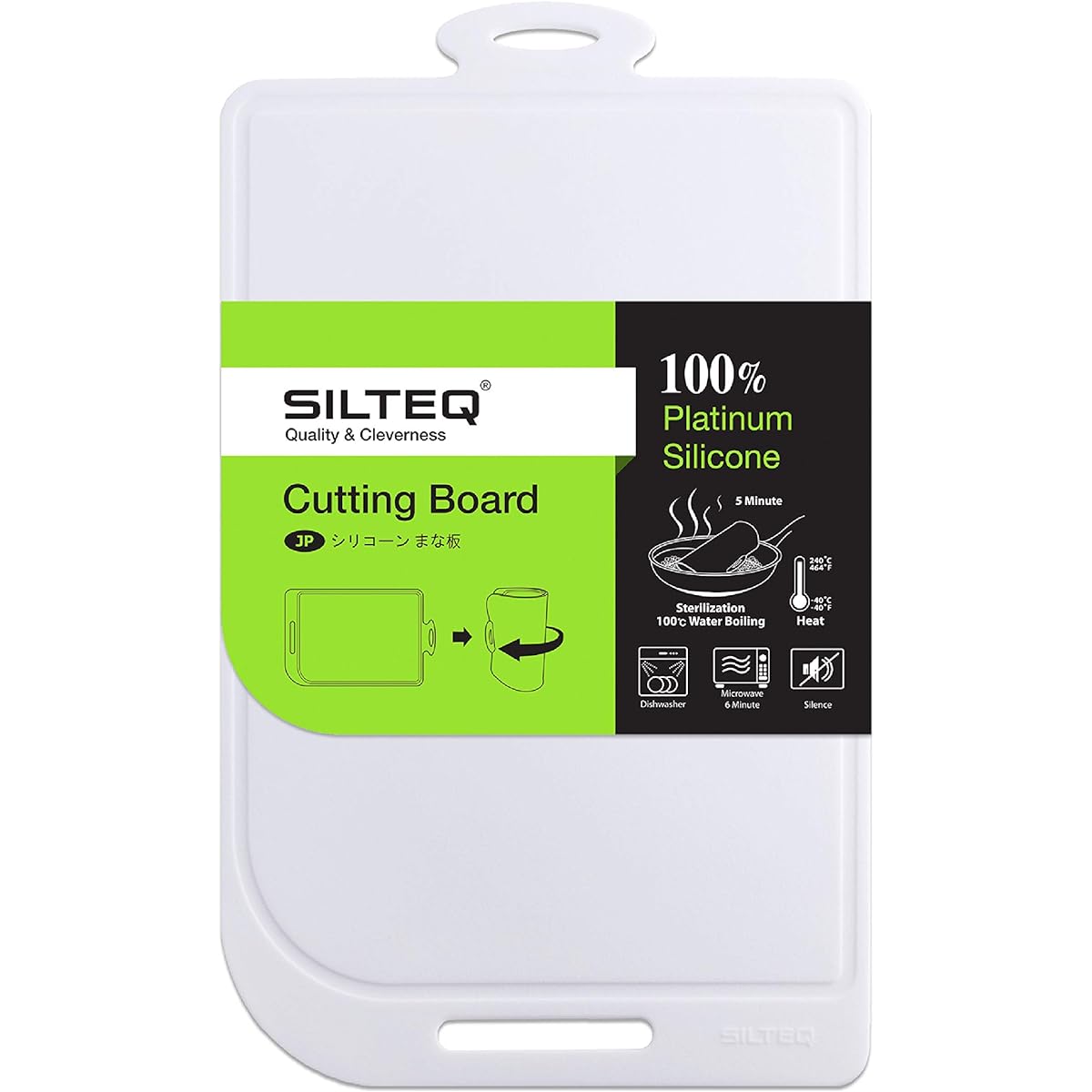 Kirei no Mikata Platinum silicone cutting board that can be rolled up and sterilized by boiling (white) L size