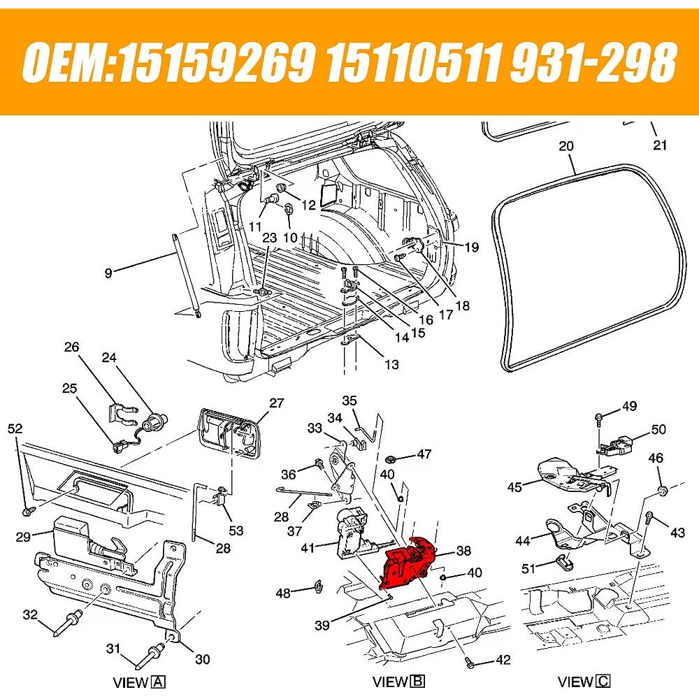 LiftGate Rock Actuator Door Latch Motor Chevrolet Trailblazer GMC ENVOY BUICK RAINIER Isuzu Ascender All-Z Mobilabillabad Served Served Parts Number 15159269 15110511 931-298 (Model A)