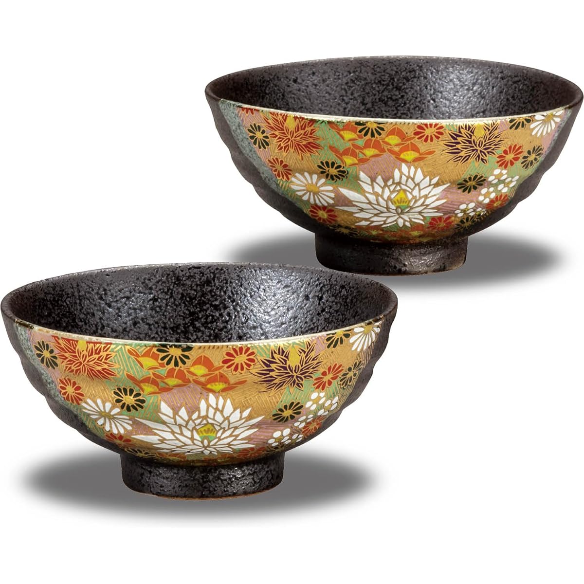 Couple's Tea Bowl, Stylish Tableware, Kutani Ware, Pair, Rice Bowl, Kinkazume, Ceramic Tea Bowl, Brand, Japanese Tableware, Made in Japan
