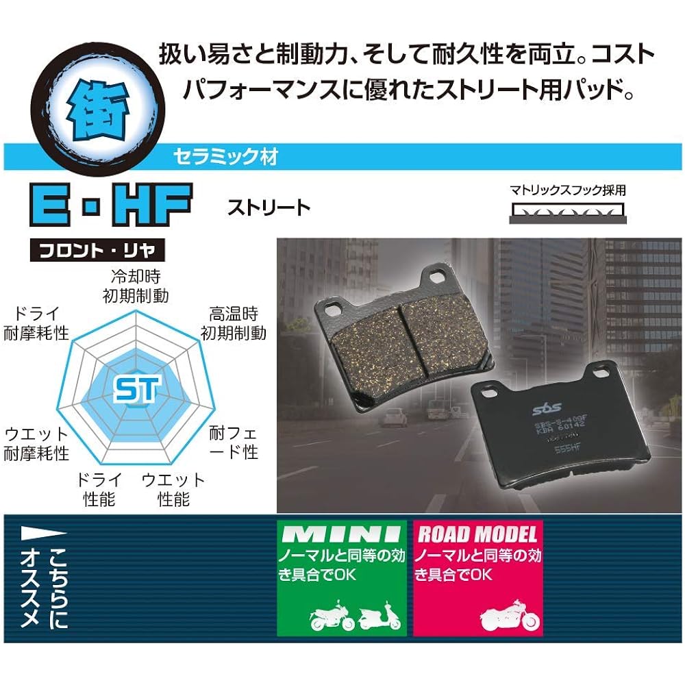 KITACO SBS Brake Pad 517HF Ceramic CB250N CB400N Hawk CB750F CBX1000 etc. 777-0517000