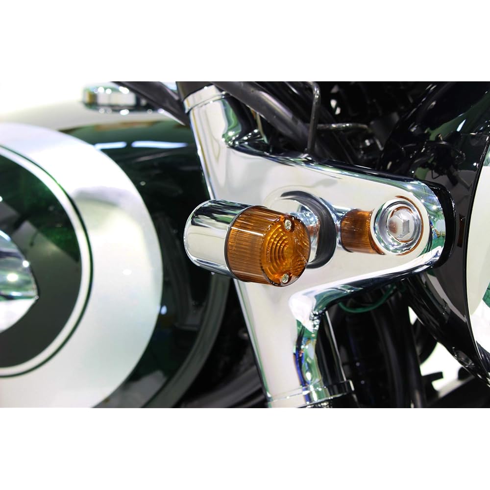 POSH Motorcycle Supplies Turn Signal Kit 71 Type Turn Signal Kit W800 (Compatible with 2020 Model) Plated Body/Orange Lens 043191-53