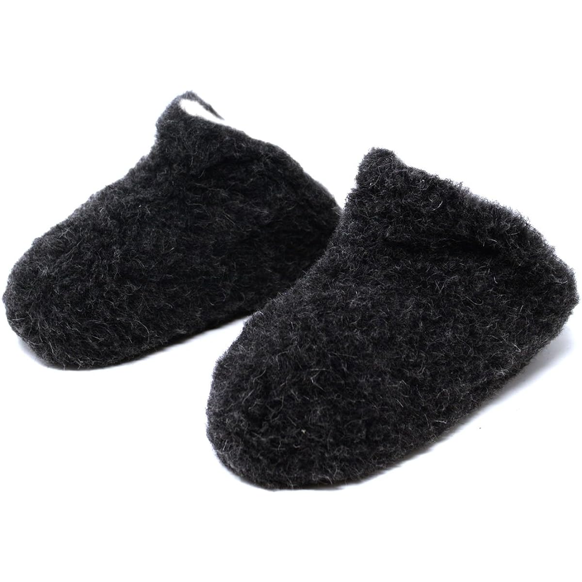 COLDBREAKER Thick 100% Natural Wool Warm Heat Retention Made in Poland Room Shoes Booties No Heel (25.0cm, Black)