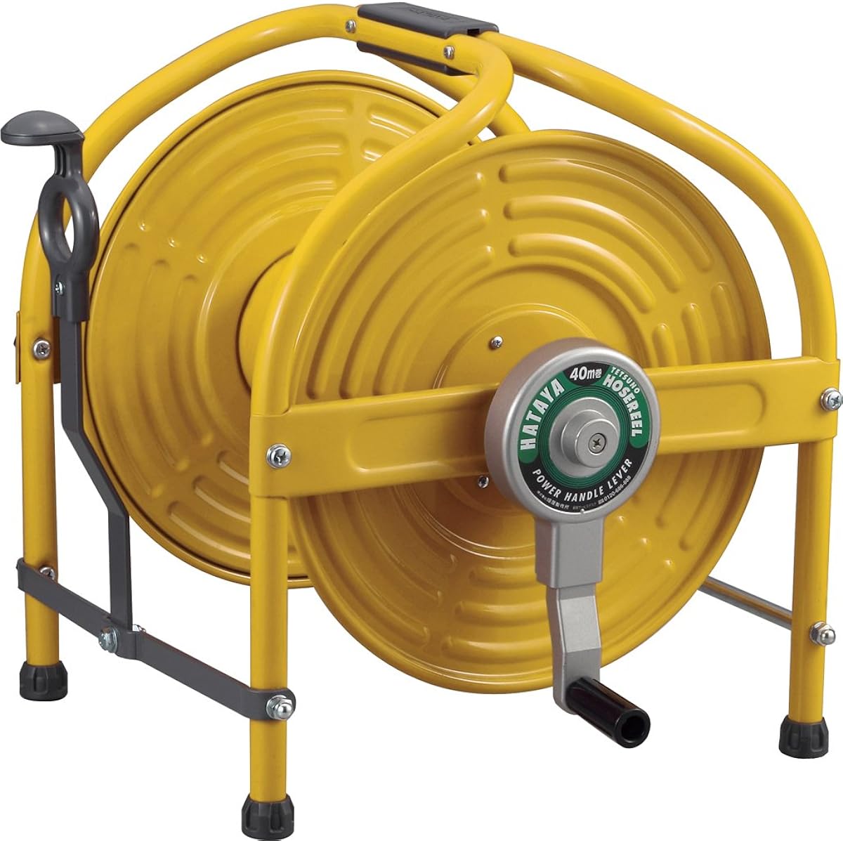 HATAYA Tetsuno Hose Reel Main Body Only 40m Winding Algae-proof Hose with Power Handle Powder Coating Compact HLA-0N(Y) Yellow