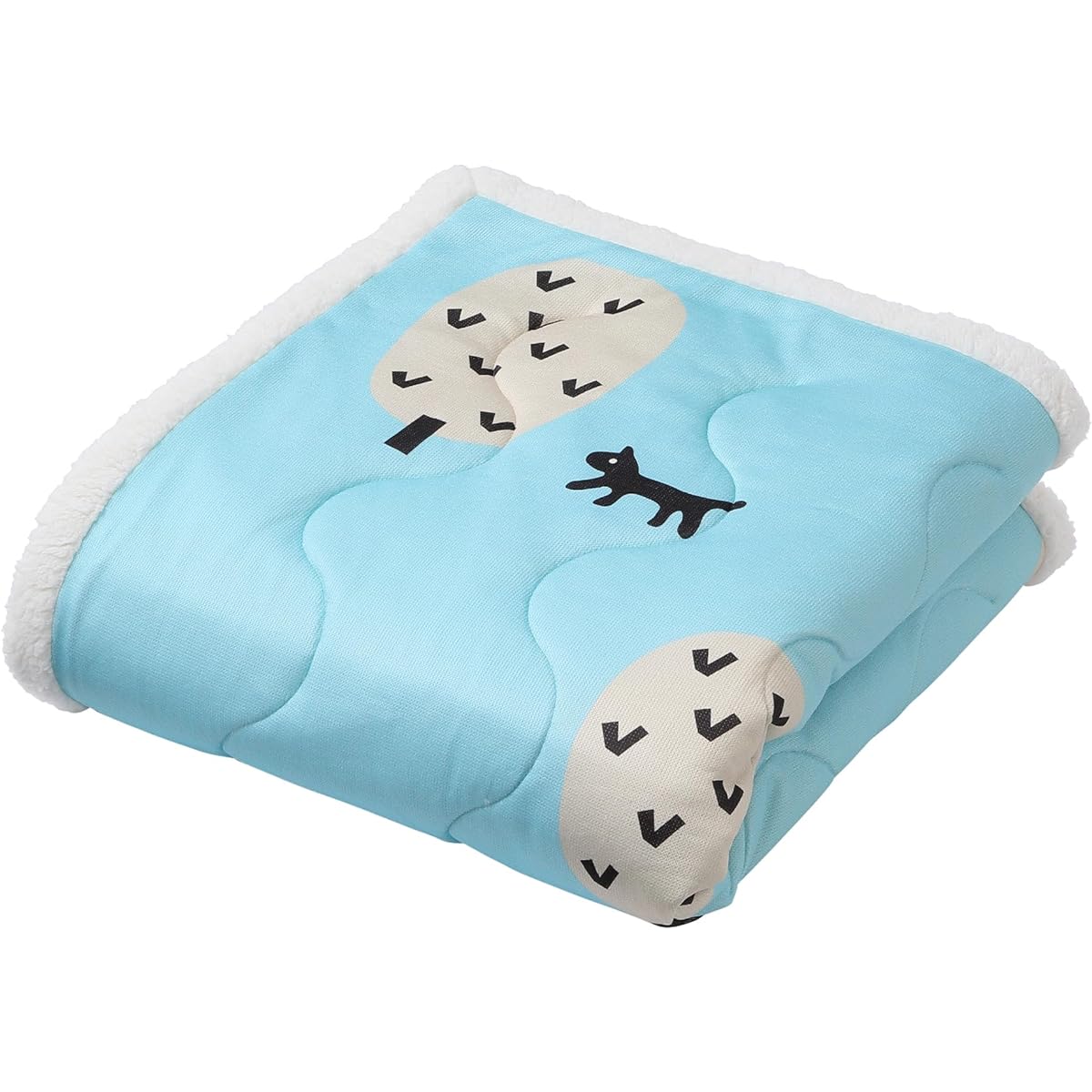 nishikawa [Nishikawa] Atsuko Matano Half Blanket 140X100cm Washable Fluffy Sheep Boa MT3653 Cat and Tree Blue FE73603027