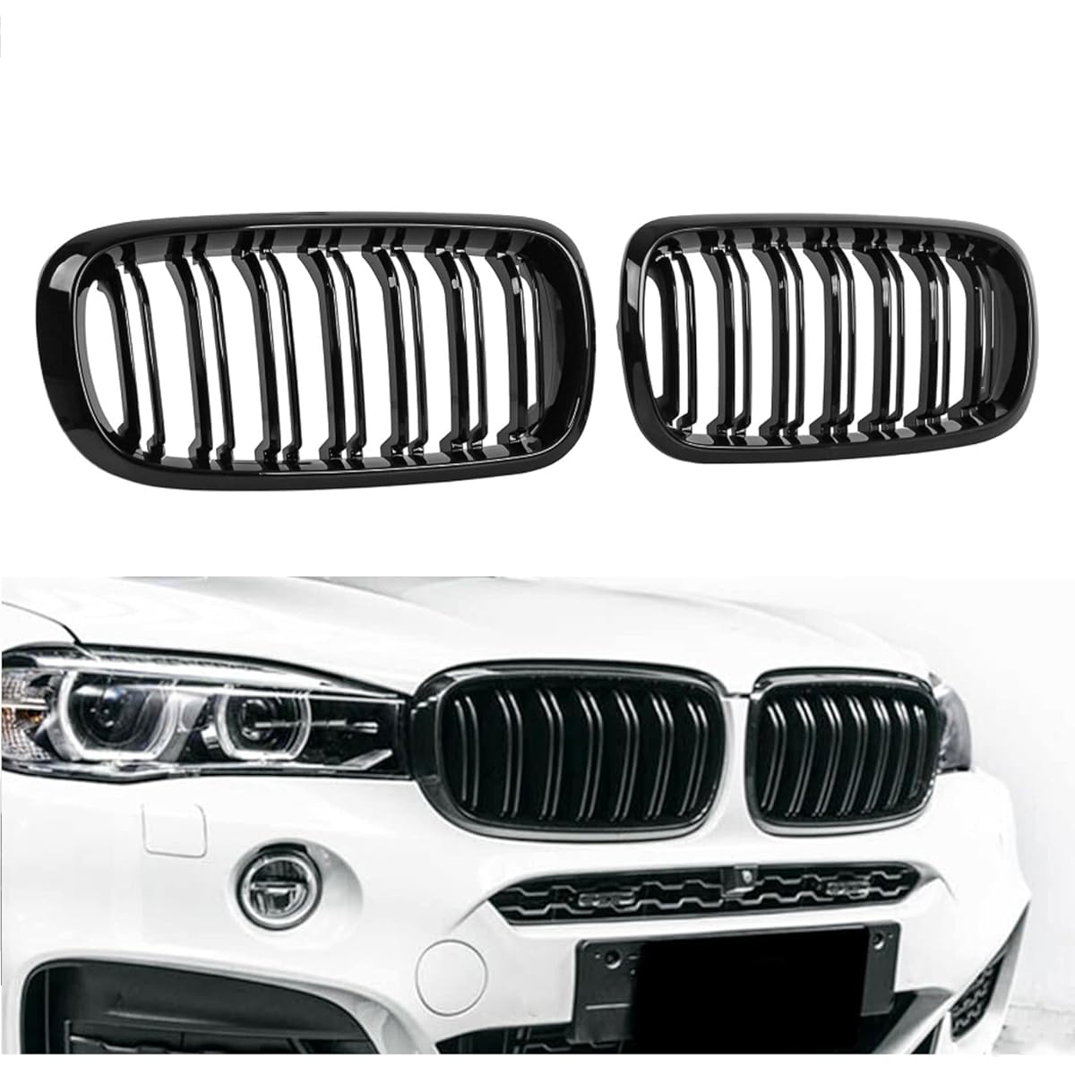 Front Grill Kidney Banper Grill 2014-2019 BMW X5 F15 X6 F16 X5m x6m (glossy black)
