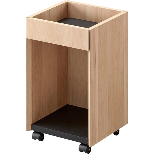 Asahi Wood Processing Under-Desk Storage Work Point Office Wagon Single Size Width 30.1cm Depth 30.1cm Height 50.2cm Natural Compatible with A4 Files Comes with Casters WPM-5030DE-NA