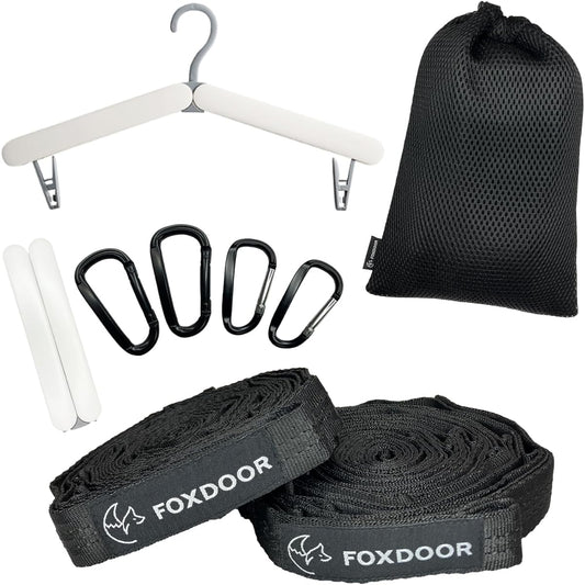 FOXDOOR Outdoor Hammock Belt Set of 2 3m Folding Hanger Carabiner Hanging Chain Storage Bag Camping [Supervised by Storage Advisor x Active Camper] (Set of 2 Folding Hanger)