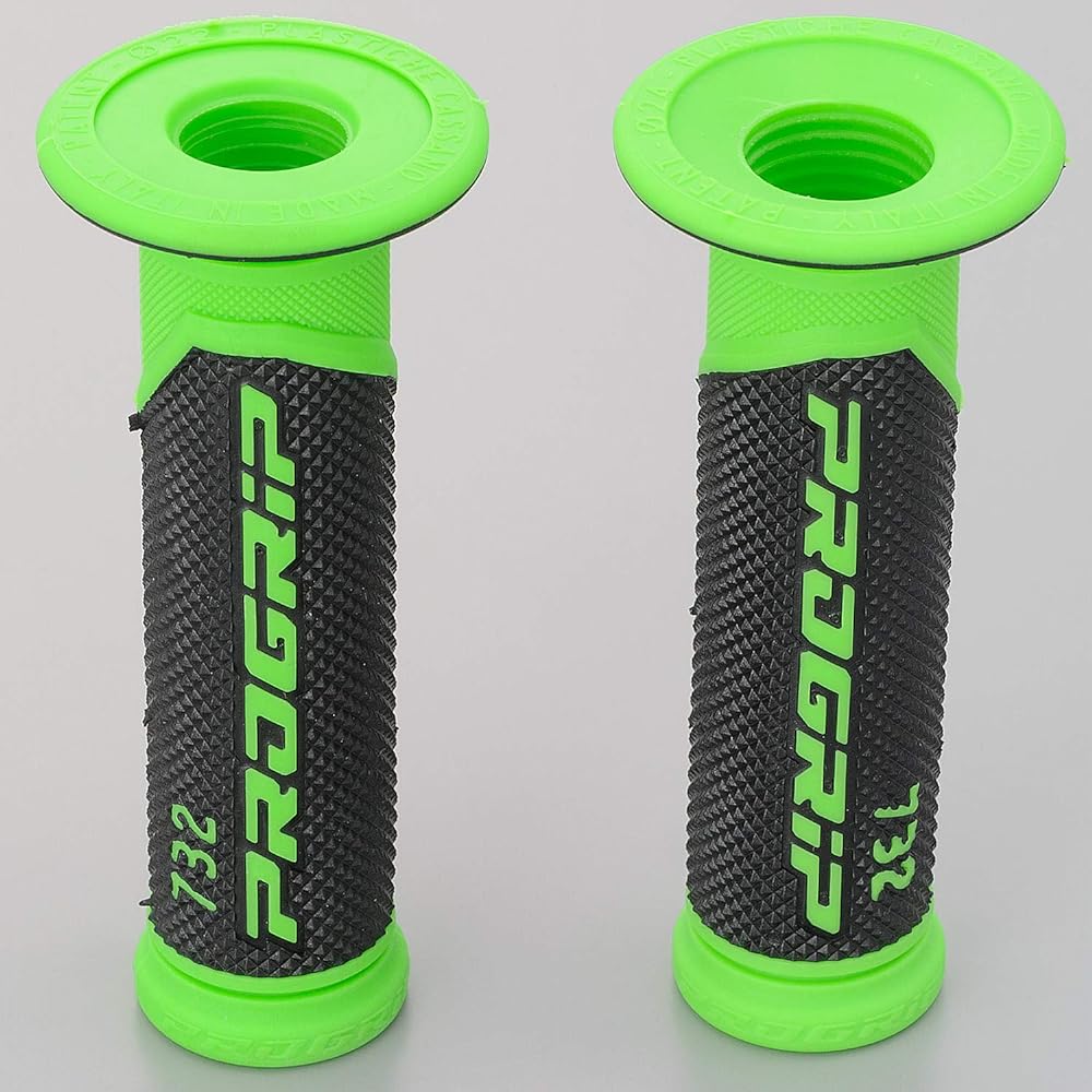 Daytona PROGRIP Motorcycle Handle Grip #732 Earthquake Resistant GEL 125mm End Penetration Black/Green 98097