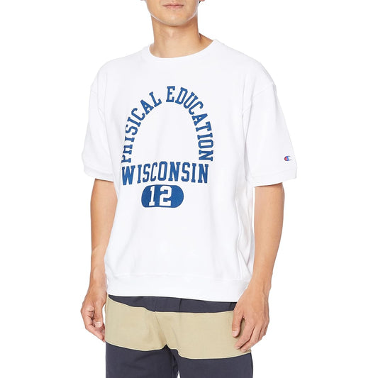 [Champion] Sweatshirt Short Sleeve Round Neck 10oz Fleece Relaxed Fit Oversized Graphic Print Half Sleeve Sweatshirt Reverse Weave(R) C3-X012 Men's