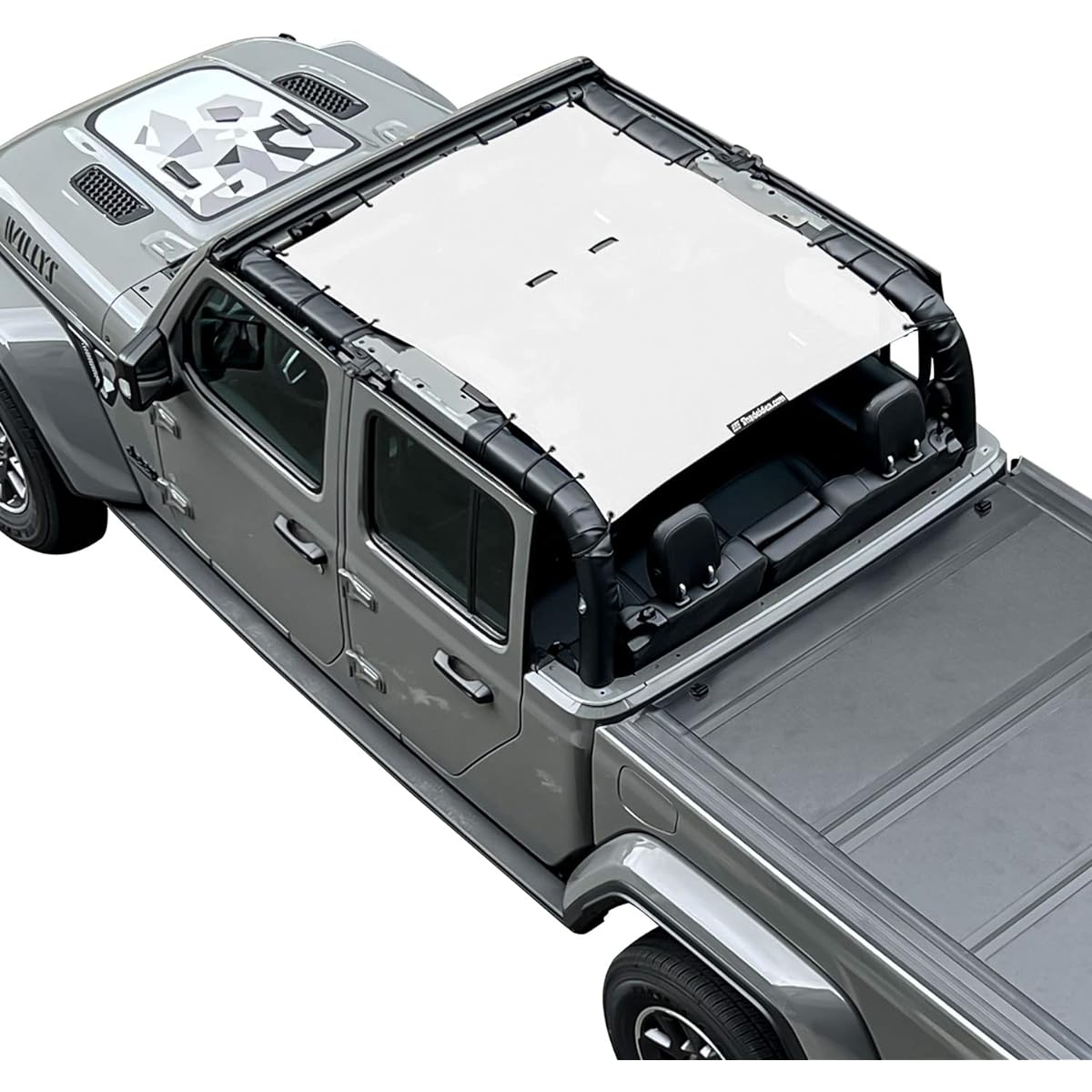 Shadeidea San Shade JEEP GLADIATOR JT (2018-currently) 4-door Top Sun Shade Front & Lear White Mesh Screen Land Lark Cover UV Blocker Grab Bag Pouch 10 years long has led to 10 years long