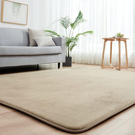 Carpet Rug Rug Mat 1.5 Tatami 130 x 185cm Extra Thick 35mm Hot Carpet Cover Washable Non-Slip Carpet Compatible with Floor Heating All Seasons Flannel Dark Beige aicomri