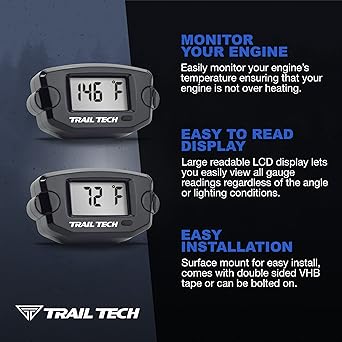TRAIL TECH 742-ET3 Black TTO Temperature Digital Gauge 14mm CHT Sensor