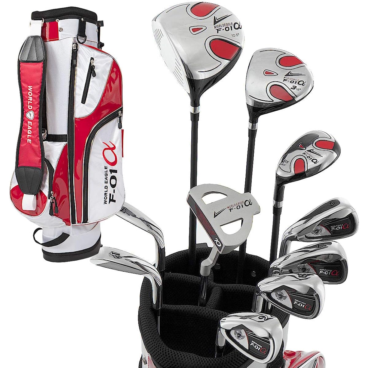 WORLD EAGLE F-01α Men's Golf Club Full Set White Red Bag ver. Left Flex S WE-J-F-01-MLH-WR