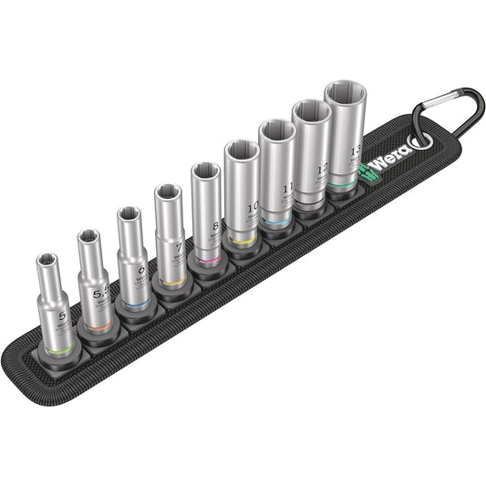 Wera 05004525001 | Deep socket belt set A 1 1/4" insert 9-piece set [Japanese regular import product]