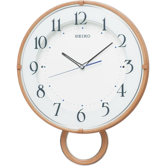 Seiko Clock Wall Clock Radio Analog Decorative Pendulum Light Brown Wood Grain Pattern PH206A SEIKO